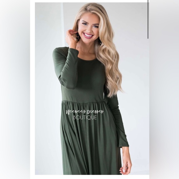 Olive Green Colored Brendall Dress - Picture 1 of 7
